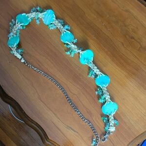 Teal Shell Beaded Quarts Belt